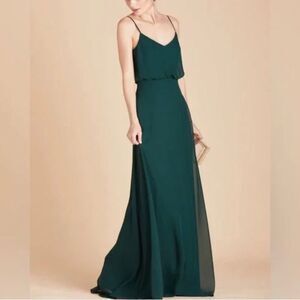NWT Birdy Grey Gwennie Emerald Chiffon Maxi Dress Size S V-neckline Bridesmaid